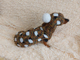 Pet costume with sheep sweater and hat with pompom, dog warm wool set clothes with sheep ram