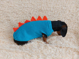 Dinosaur knitted jumper for small dogs, dinosaur sweater for dog, dachshund dinosaur sweater for dogs