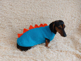 Dinosaur knitted jumper for small dogs, dinosaur sweater for dog, dachshund dinosaur sweater for dogs