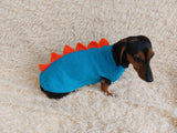 Dinosaur knitted jumper for small dogs, dinosaur sweater for dog, dachshund dinosaur sweater for dogs