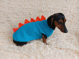 Dinosaur knitted jumper for small dogs, dinosaur sweater for dog, dachshund dinosaur sweater for dogs