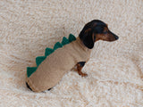 Dachshund dinosaur knitted sweater, dinosaur sweater for dogs, clothes dinosaur knitted sweater for dogs