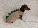 Dachshund dinosaur knitted sweater, dinosaur sweater for dogs, clothes dinosaur knitted sweater for dogs