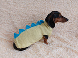 Dachshund dinosaur knitted sweater, dinosaur sweater for dogs, clothes dinosaur knitted sweater for dogs