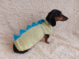 Dachshund dinosaur knitted sweater, dinosaur sweater for dogs, clothes dinosaur knitted sweater for dogs