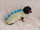 Dachshund dinosaur knitted sweater, dinosaur sweater for dogs, clothes dinosaur knitted sweater for dogs