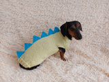Dachshund dinosaur knitted sweater, dinosaur sweater for dogs, clothes dinosaur knitted sweater for dogs