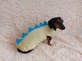Dachshund dinosaur knitted sweater, dinosaur sweater for dogs, clothes dinosaur knitted sweater for dogs