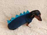 Dachshund dinosaur knitted sweater, dinosaur sweater for dogs, clothes dinosaur knitted sweater for dogs