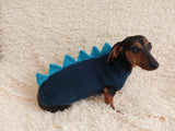 Dachshund dinosaur knitted sweater, dinosaur sweater for dogs, clothes dinosaur knitted sweater for dogs