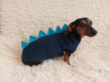 Dachshund dinosaur knitted sweater, dinosaur sweater for dogs, clothes dinosaur knitted sweater for dogs