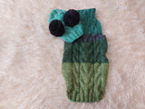 Pet Costume with Aran and Pom Poms Sweater and Hat Set of Dog Clothes