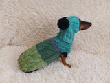 Pet Costume with Aran and Pom Poms Sweater and Hat Set of Dog Clothes