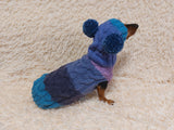 Pet Costume with Aran and Pom Poms Sweater and Hat Set of Dog Clothes