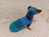 Pet Costume with Aran and Pom Poms Sweater and Hat Set of Dog Clothes