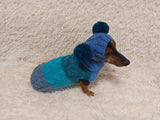 Pet Costume with Aran and Pom Poms Sweater and Hat Set of Dog Clothes