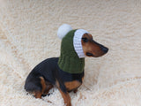 Knitted Dachshund Santa Hat: Wool Blend Christmas Dog Costume