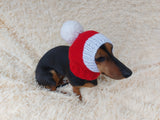 Knitted Dachshund Santa Hat: Wool Blend Christmas Dog Costume