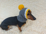 Monkey pet hat with big pompom, warm winter dog hat with pompom
