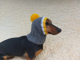 Monkey pet hat with big pompom, warm winter dog hat with pompom