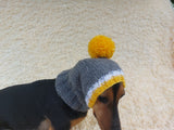 Monkey pet hat with big pompom, warm winter dog hat with pompom