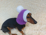 Knitted Dachshund Santa Hat: Wool Blend Christmas Dog Costume