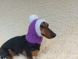 Knitted Dachshund Santa Hat: Wool Blend Christmas Dog Costume