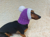 Knitted Dachshund Santa Hat: Wool Blend Christmas Dog Costume