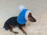 Knitted Dachshund Santa Hat: Wool Blend Christmas Dog Costume