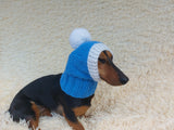 Knitted Dachshund Santa Hat: Wool Blend Christmas Dog Costume