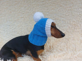 Knitted Dachshund Santa Hat: Wool Blend Christmas Dog Costume