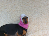 Knitted Dachshund Santa Hat: Wool Blend Christmas Dog Costume