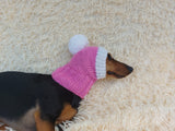 Knitted Dachshund Santa Hat: Wool Blend Christmas Dog Costume
