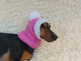 Knitted Dachshund Santa Hat: Wool Blend Christmas Dog Costume