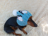 Christmas hat with penguins for dog