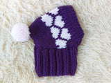 Pet hat with hearts for dog wool winter and pompom