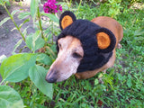 Pet cloches bear hat snood, dog clothes hat snood bear