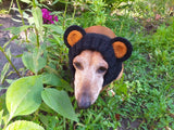 Pet cloches bear hat snood, dog clothes hat snood bear