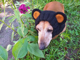 Pet cloches bear hat snood, dog clothes hat snood bear
