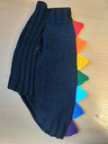 Rainbow dinosaur knitted dog sweater, dog clothes sweater rainbow dinosaur, rainbow dog jumper