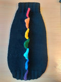 Rainbow dinosaur knitted dog sweater, dog clothes sweater rainbow dinosaur, rainbow dog jumper