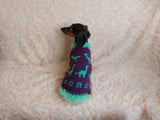 Dinosaur knitted sweater for dachshund or small dog, dinosaur dog sweater, dino sweater