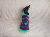 Dinosaur knitted sweater for dachshund or small dog, dinosaur dog sweater, dino sweater