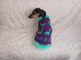 Dinosaur knitted sweater for dachshund or small dog, dinosaur dog sweater, dino sweater