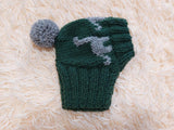 Knitted winter hat with dinozaur for dachshund dogs,dino dog hat snood