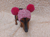 Pet hat with two pompoms, dog dachshund warm clothes outfit hat with pompoms