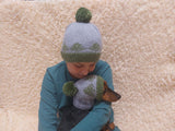 Angora wool snood hat set for mom and dog, snood hat set for housewife and dachshund, mom and dachshund with pompoms