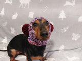 Dog hat with pom poms wool, warm hat for dachshund, wool hat for small dogs