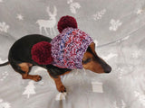 Dog hat with pom poms wool, warm hat for dachshund, wool hat for small dogs