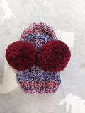 Dog hat with pom poms wool, warm hat for dachshund, wool hat for small dogs